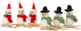 Kids Snowman Santa Hat Figure Clip-On Christmas Ornament Set of 6