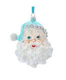 5.5" Pale Blue and Silver Glass Santa Christmas Ornament