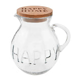 Mud Pie Home HAPPY Glass Cold Drink Pitcher with Lid Serving Set 118 Oz Size