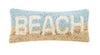 BEACH Sand Ocean Design Summer Theme Hooked Wool Decor Pillow 12" x 5"