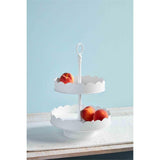 Mud Pie Home Painted White Metal Tiered Tray with Scalloped Edge