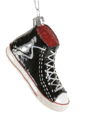 Black Canvas High Top Converse Sneaker Shoe Glass Christmas Ornament