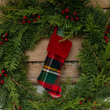 Ragon House 8" Red Green Tartan Plaid Christmas Plaid Stocking Ornament Red