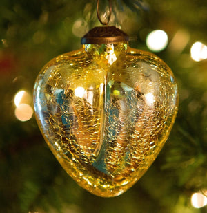3" Mercury Colored Glass Heart Christmas Ornaments, Set of 4